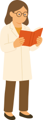 本を読む白衣の研究者のイラスト